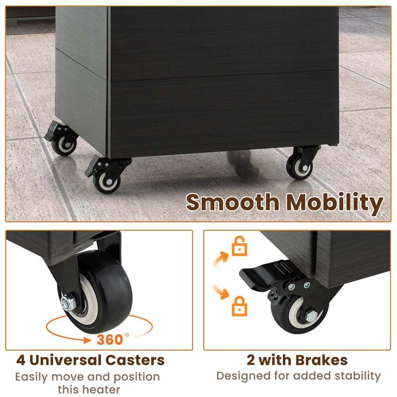 40,000 BTU Patio Heater, Outdoor Propane Gas Heater with Wheels, Tempered Glass Tube, Stainless Steel Burner & Cover, CSA Certified for Porch Backyard