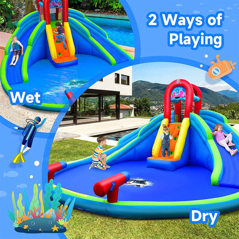 Inflatable Water Slide Bounce House with Mighty Splash Pool & 780W Air Blower
