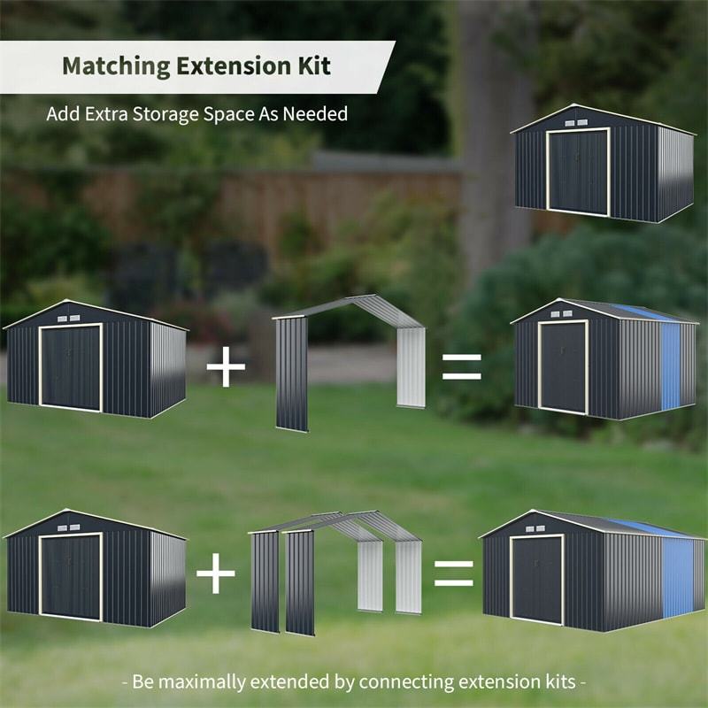 Outdoor Storage Shed Extension Kit for 11 Feet Garden Backyard Shed Width