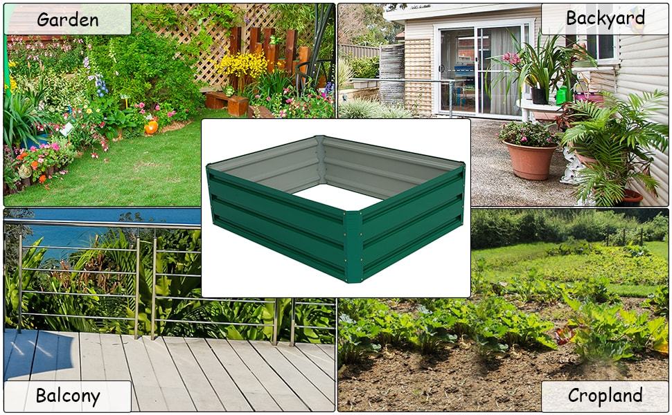 47" L x 35.5" W Metal Raised Garden Bed Vegetable Flower Planter