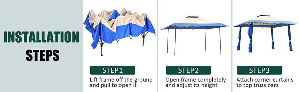 13' x 13' Outdoor Pop Up Wedding Party Canopy Tent Shelter Gazebo