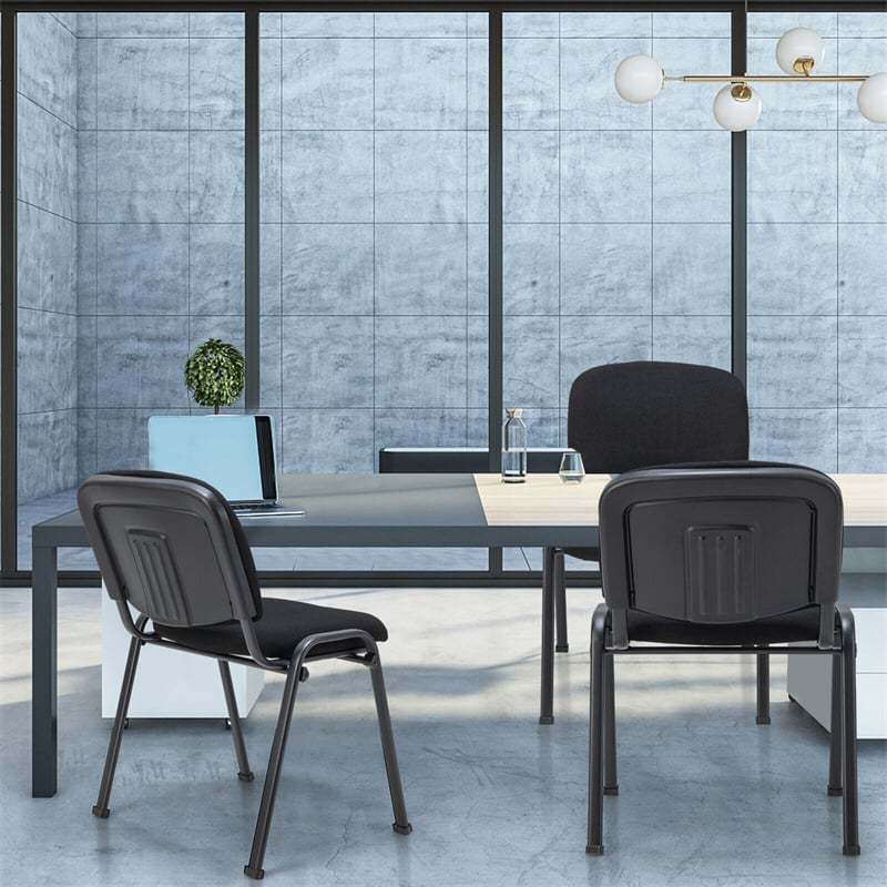 2-Pack Stackable Conference Chairs, Office Guest Chairs with Metal Frames & Padded Cushions, Ergonomic Reception Chairs for Waiting & Meeting Rooms