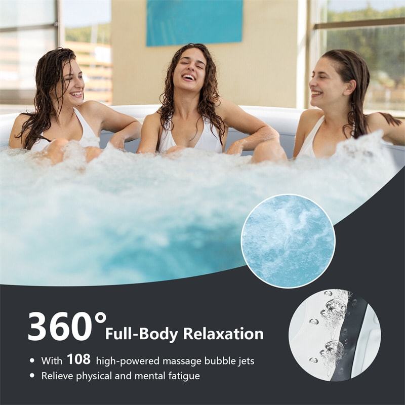 4 Person SaluSpa Inflatable Hot Tub Spa Indoor Outdoor 71" Portable Hot Tub with 108 Massage Bubble Jets Filter Cartridge & Tub Cover