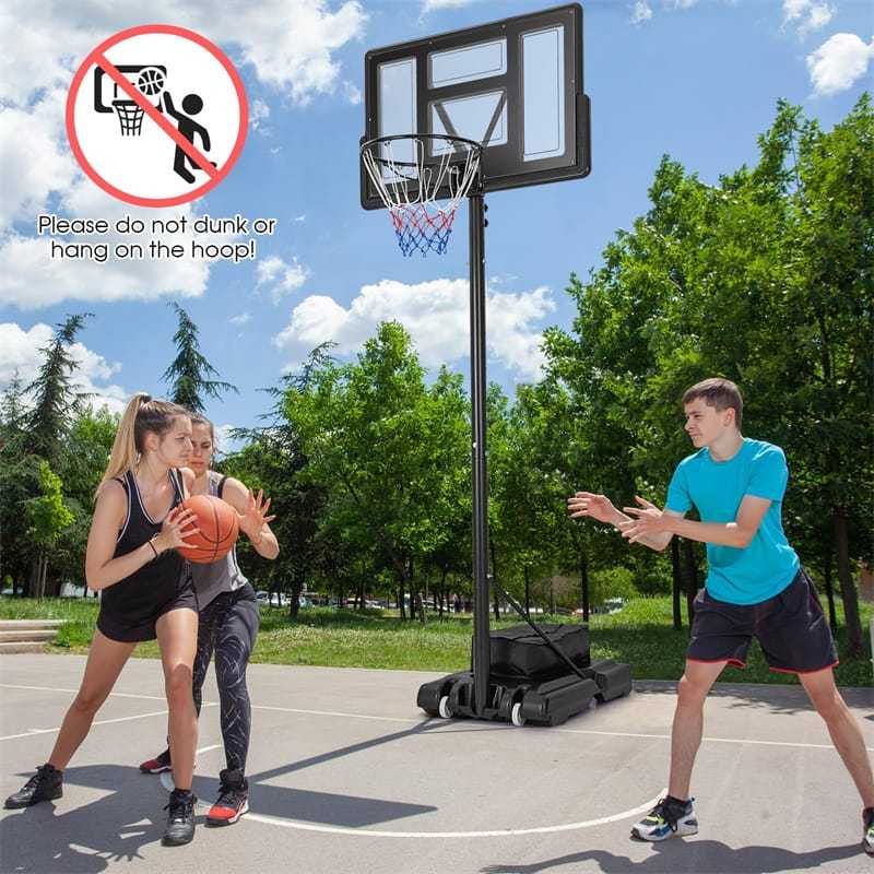 4.4-10FT Adjustable Basketball Hoop, Portable Basketball Goal System with 44" Shatterproof Backboard, Fillable Base, Weight Bag for Indoor Outdoor Use