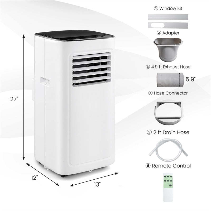 9000 BTU Portable Air Conditioner, 3-in-1 AC Cooling Unit with Dehumidifier, Remote Control & Window Kit for Rooms up to 280 Sq.Ft