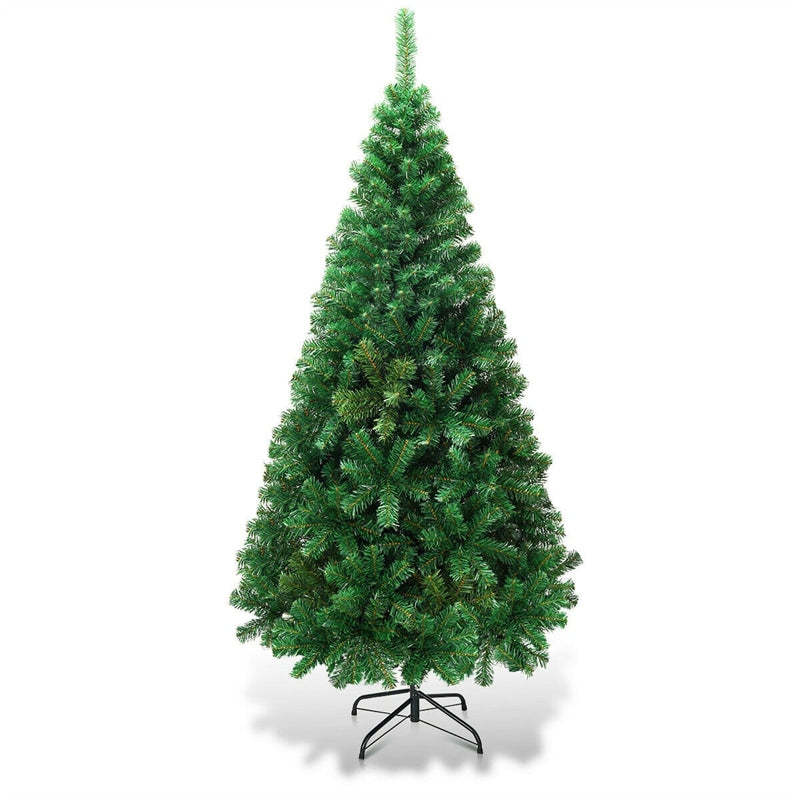6ft Green Artificial Christmas Tree Xmas Tree with Solid Metal Stand for Indoor Outdoor Holiday Decoration
