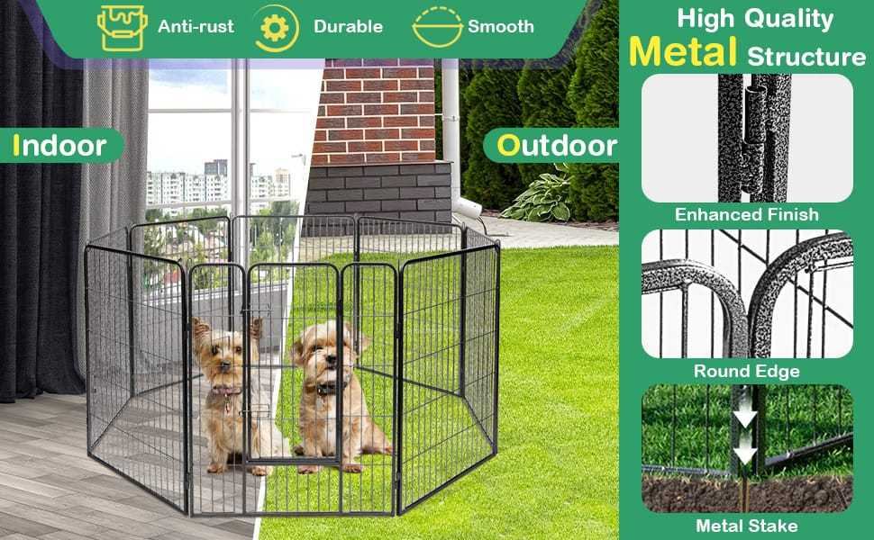 16-Panel 48" Dog Playpen with Door, Metal Dog Fence Foldable Dog Exercise Pen Pet Enclosure Portable Dog Fence for Indoor Outdoor RV Camping