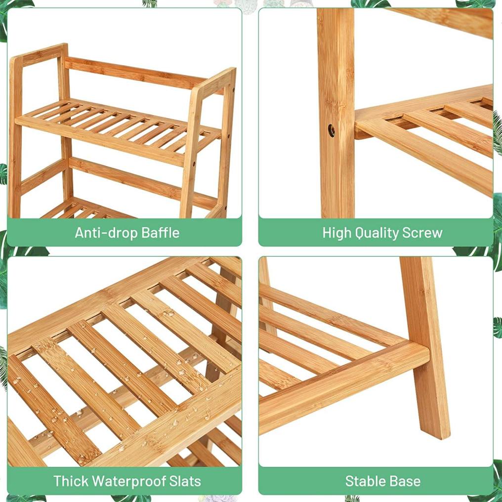 4 Tier Multifunctional Bamboo Ladder Shelf Plant Display Rack