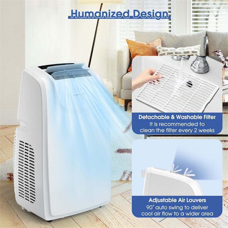 12000 BTU 3-in-1 Portable Air Conditioner with Cooling Fan Dehumidifier Function & Remote Control