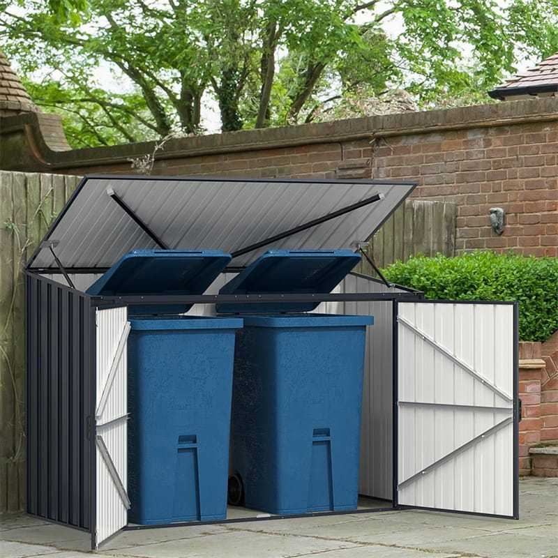 6.3x2.8FT Metal Outdoor Storage Shed with Lockable Door & Snap-On Assembly, Rustproof Steel Utility Cabinet for Bike Trash Cans, Backyard/Garden/Patio
