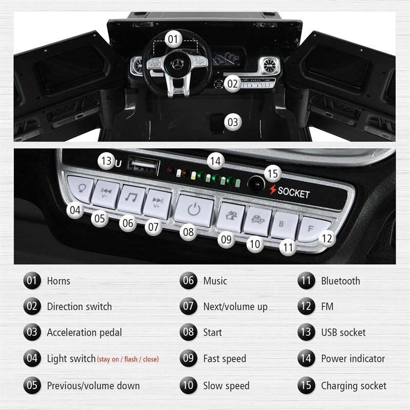 Licensed Mercedes Benz G63 12V 2-Seater Kids Electric Ride on Car with Remote Control