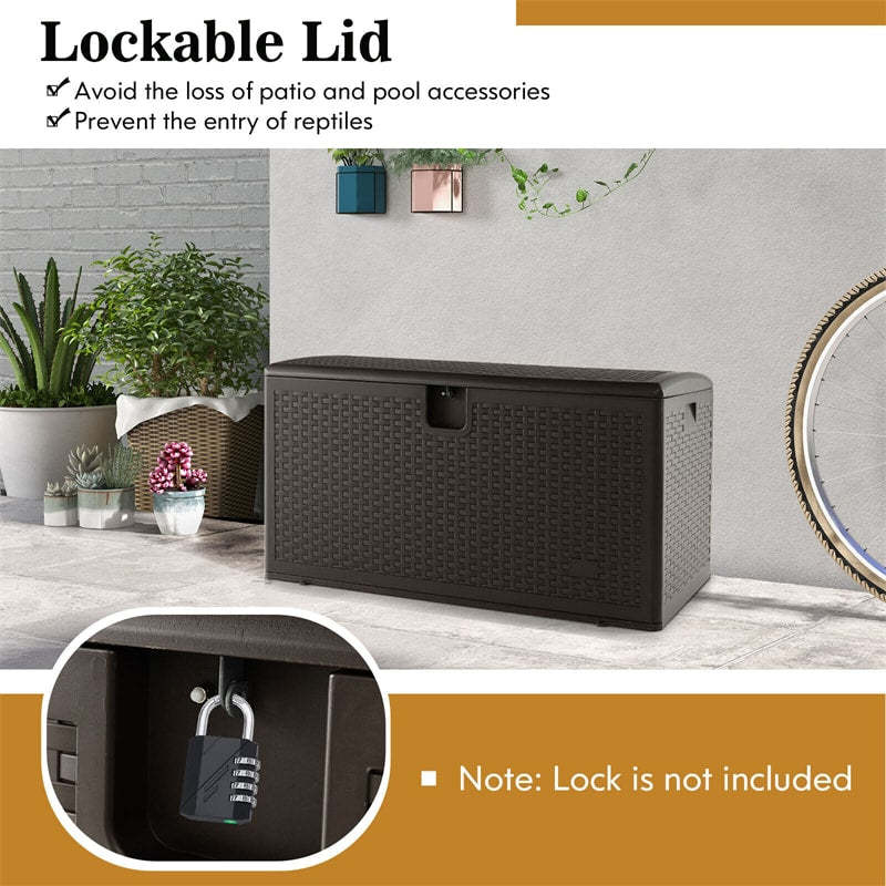 73 Gallon Patio Deck Box All Weather Outdoor Storage Container with Lockable Lid for Yard Garden