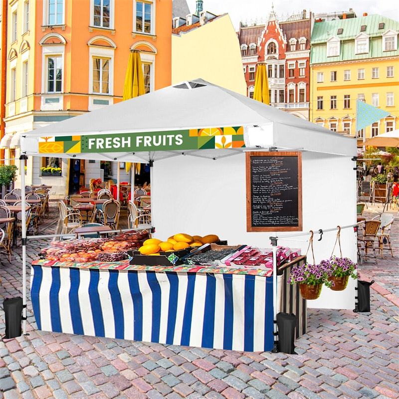 10' x 10' Commercial Pop Up Canopy Tent with Sidewalls, Roller Bag & Hanging Bars, Portable Instant Market Tent for Outdoor Events, Camping