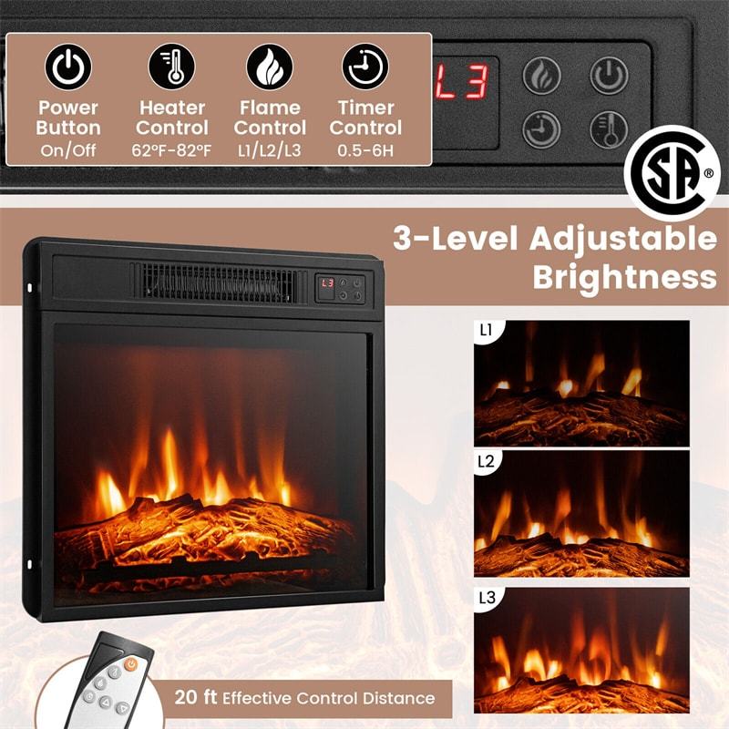 59" Fireplace TV Stand for TVs up to 65", Entertainment Center with LED Lights, 18" Electric Fireplace, Remote & APP Control, Glass Shelves