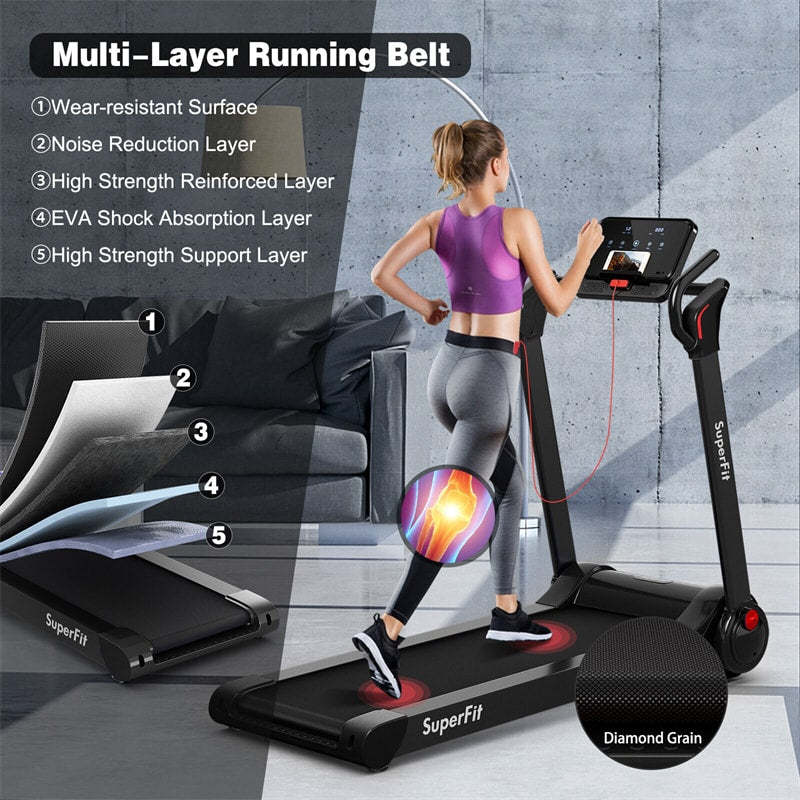 2.25HP Electric Folding Treadmill Motorized Running Machine with LED Display & Bluetooth Speaker APP Control