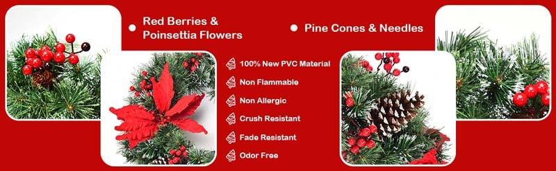 Pre-lit Snow Flocked Christmas Wreath with 50 LED Lights