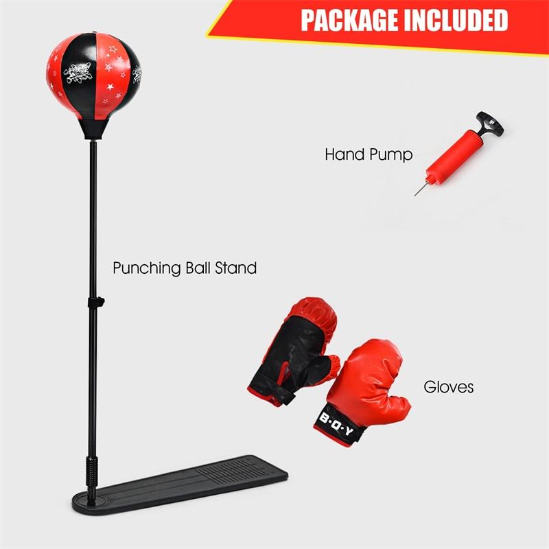 Kids Punching Bag with Boxing Gloves Adjustable Stand Hand Pump