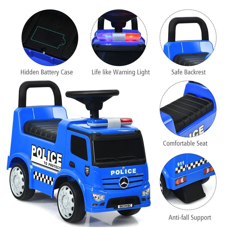 Mercedes Benz Kids Ride On Police Car Push Car with Steering Wheel