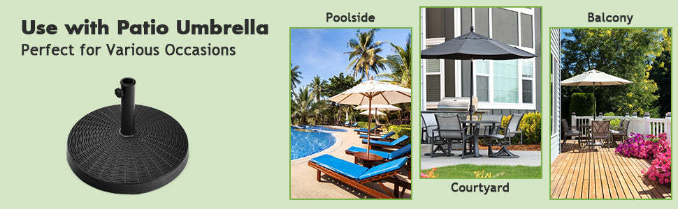 49 LBS Round Wicker Resin Patio Umbrella Base Stand