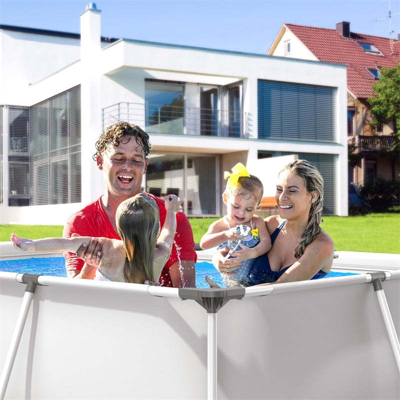 Above Ground Swimming Pool Rectangular Steel Frame Outdoor Pool with Pool Cover