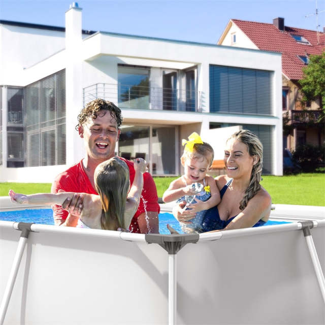 Above Ground Swimming Pool Rectangular Steel Frame Outdoor Pool with Pool Cover