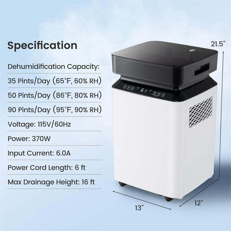 70 Pint Dehumidifier with Pump, Drain Hose & 24H Timer, 4500 Sq.Ft Dehumidifier On Wheels for Basement, Home, 2.2 Gallon Water Tank, Energy Efficient