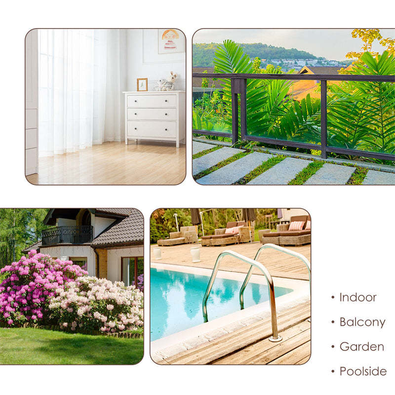 3 Piece Patio Rattan Rocking Chair Bistro Set Acacia Wood Outdoor Rocker with Side Table