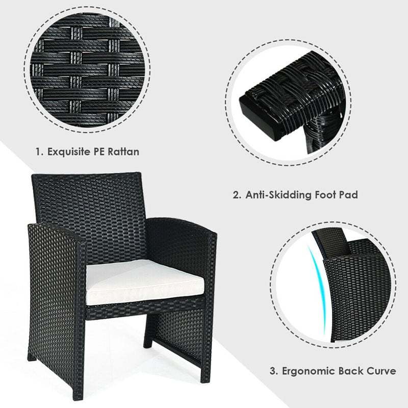 4-Piece Rattan Patio Furniture Set, Weather-Resistant Outdoor Wicker Conversation Sofa with Cushions & Tempered Glass Table for Backyard