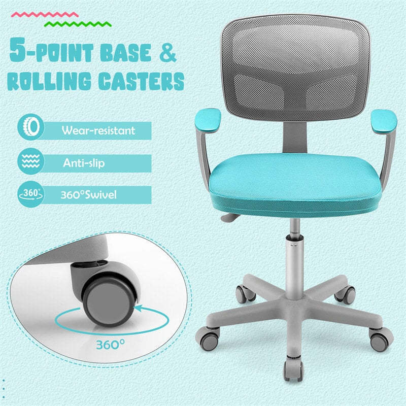 FurnitureR Teenage Office Chair, Height Adjustable Armless Task Chair