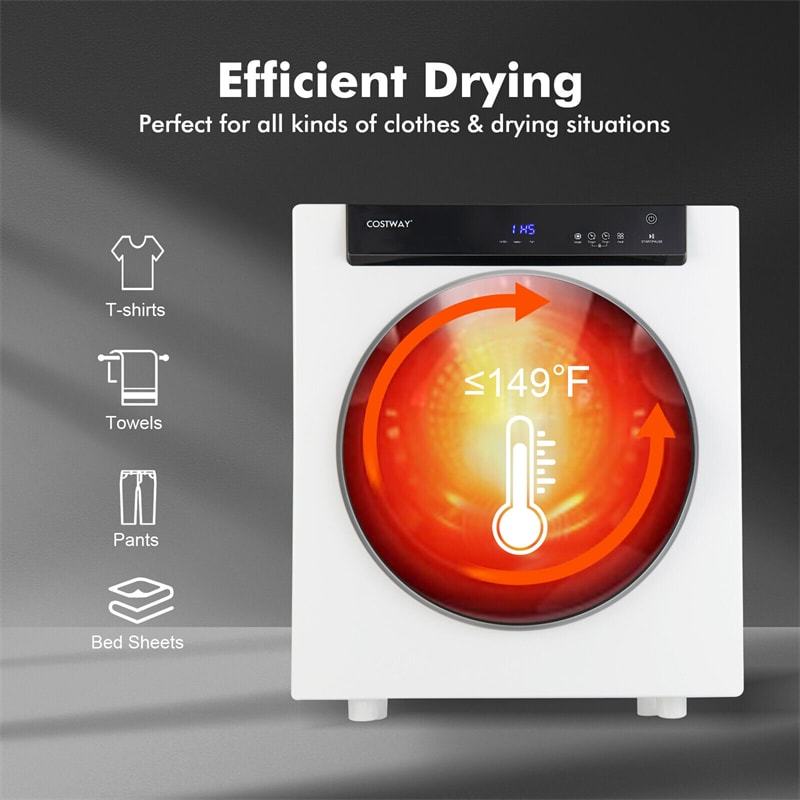 Compact Laundry Dryer 1400W Portable Electric Clothes Dryer with Touch Panel, ECO & IHS Modes, 2.6cu.ft Stainless Steel Front Load Tumble Dryer
