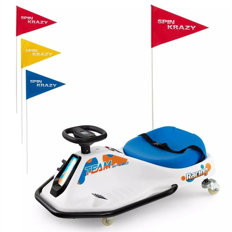 24V Electric Drifting Go Kart Kids Ride On Drift Car with 360° Spin, Wireless Connection, Radio, 3 Flags, Racing Karts for Toddlers Aged 3+