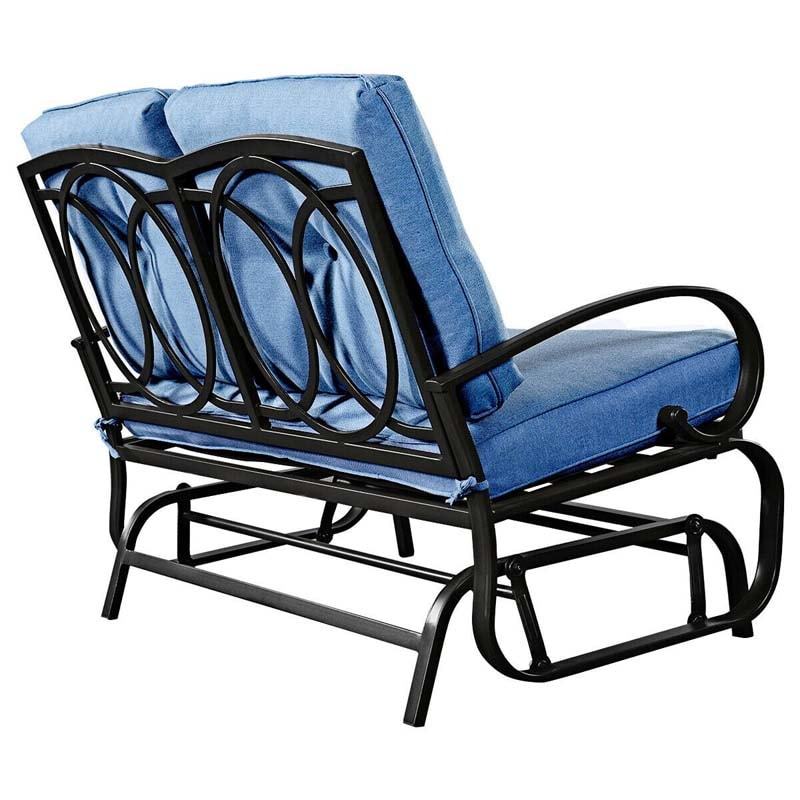 2-Person Outdoor Glider Bench with Thick Removable Cushions & Steel Frame, Patio Swing Glider Loveseat for Poolside, Porch, Garden, Balcony