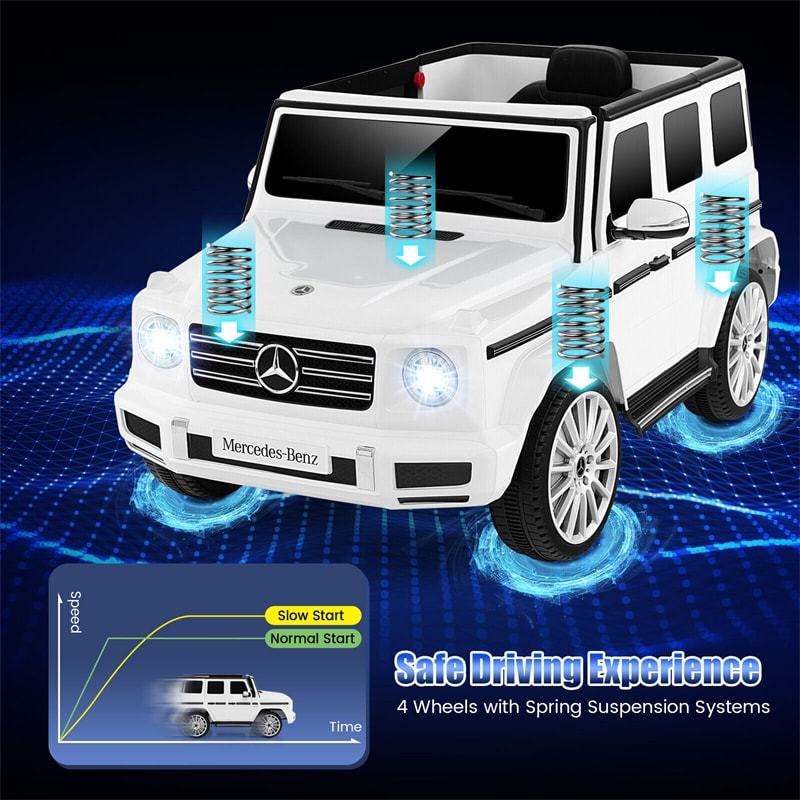 12V Kids Ride-On Car, Licensed Mercedes-Benz G500 Battery Powered Ride-On Truck with Remote Control, Rocking Mode & LED Lights for Child Age 3+