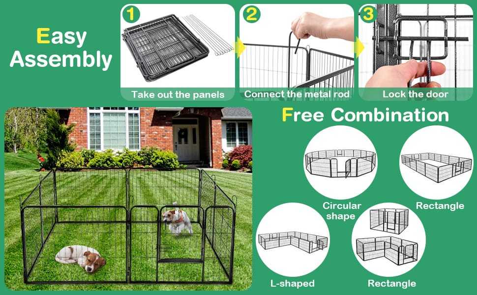 16-Panel 48" Dog Playpen with Door, Metal Dog Fence Foldable Dog Exercise Pen Pet Enclosure Portable Dog Fence for Indoor Outdoor RV Camping