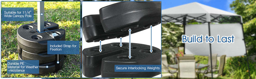 8Pcs 20Lbs Canopy Weights Water Filled Weight Plates for Shade Umbrella