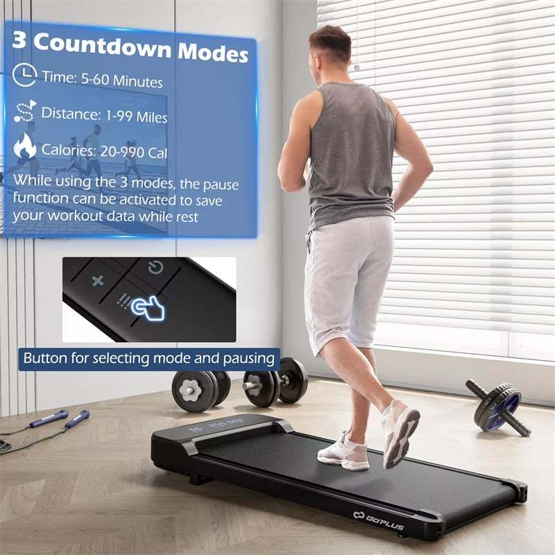 Walking Pad, 3-in-1 Under Desk Treadmill with Remote Control, LED Display & 3 Countdown Modes, Portable Compact Jogging Machine for Home Office