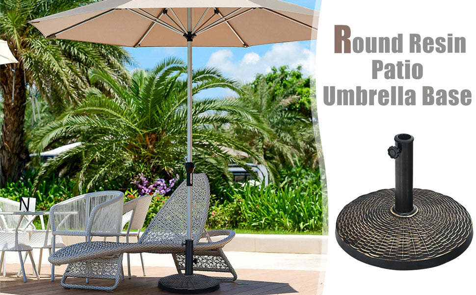 22 LBS Round Wicker Resin Patio Umbrella Base Stand