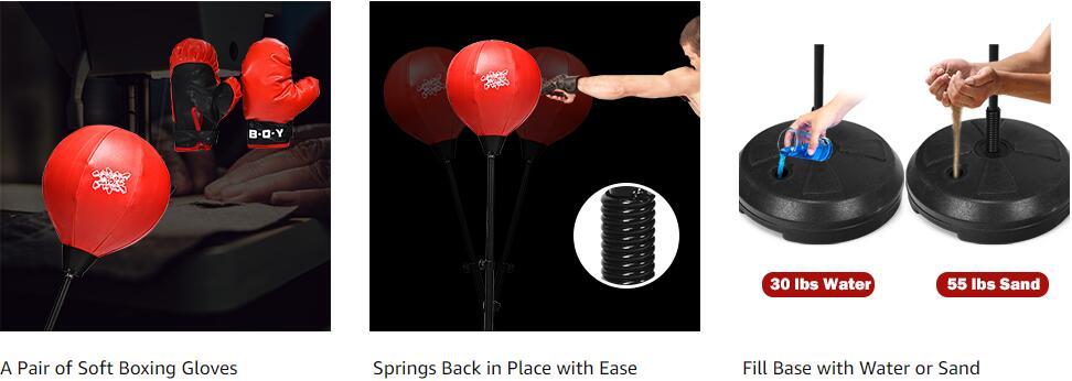 Height Adjustable Punching Bag Boxing Set with Stand Plus Boxing Gloves for Adults & Kids