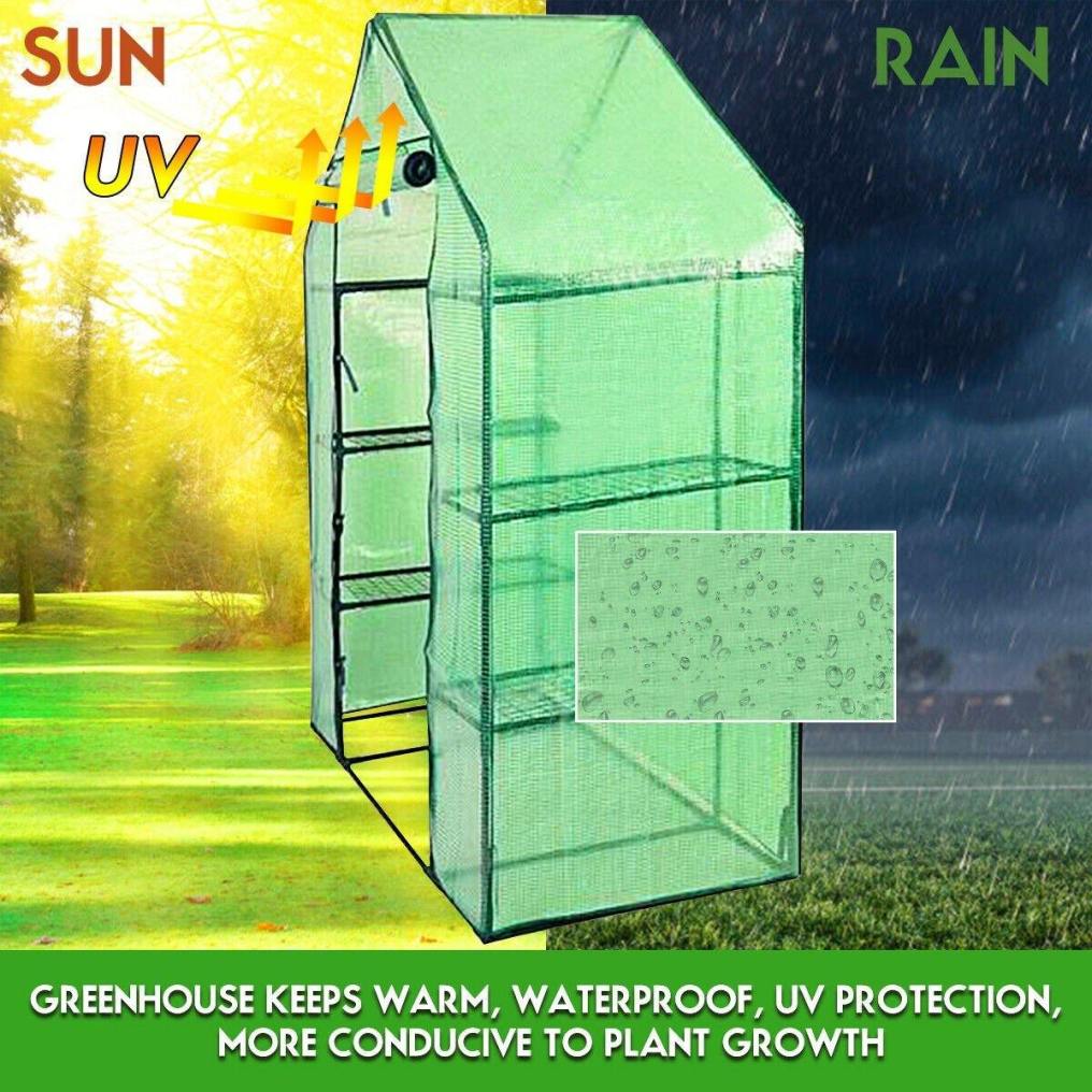 Mini Portable Walk-in Greenhouse 4 Tier 4 Shelves Plant Growing House with Roll-up Zipper Door for Outdoor Indoor Use
