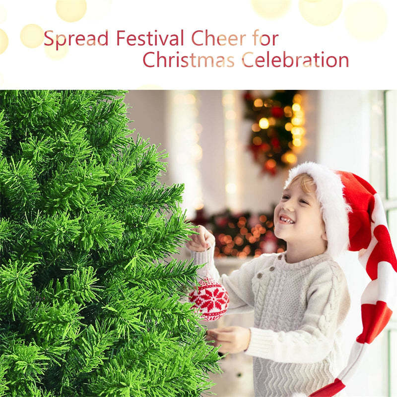 4.5ft Unlit Green Flocked Artificial Christmas Tree with Metal Stand
