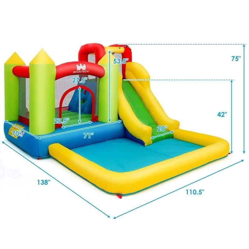 Inflatable Water Slide, Wet & Dry Bounce House Water Park with Large Jumping Area, Splash Pool & Climbing Wall for Boys & Girls Backyard Family Fun