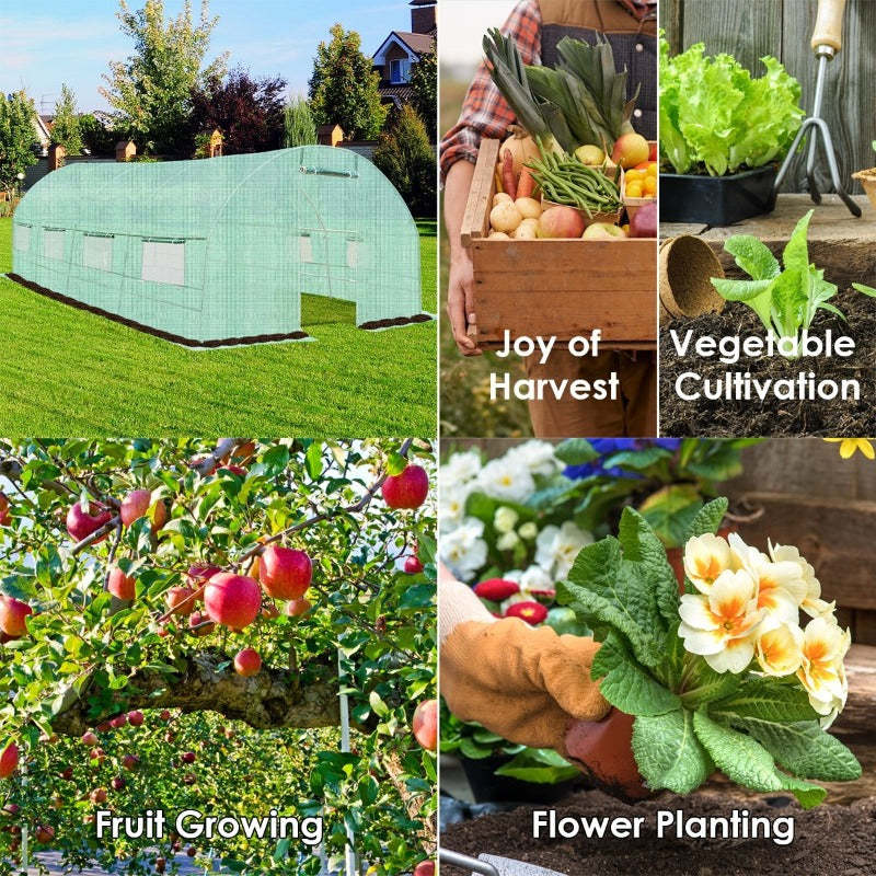 Portable Walk-in Greenhouse Backyard Garden Plant Grow Tents with 8 Windows