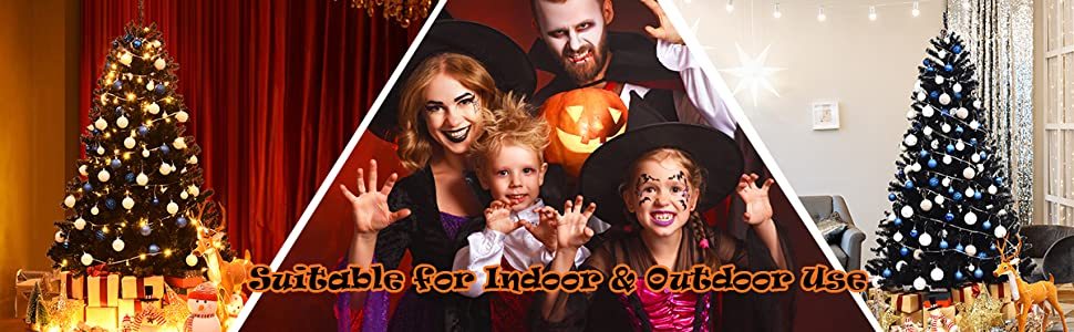 7.5 ft Black Hinged Artificial Halloween Christmas Tree