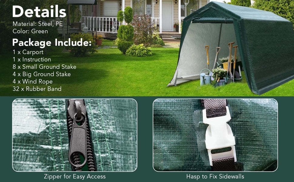 8' x 14' Outdoor Carport Patio Storage Shelter Shed Garage Tent