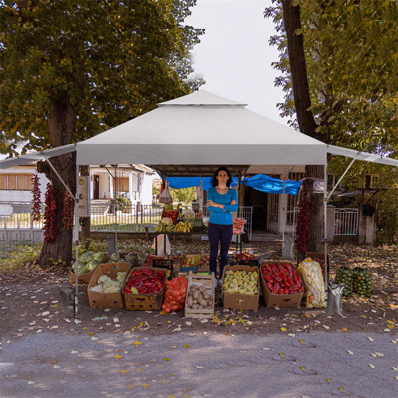 10'x17.6' Pop-up Canopy Tent with Adjustable Dual Awnings & Wheeled Bag, 2-Tier Outdoor Instant Canopy Tent, Easy Setup for Patio Market Picnic