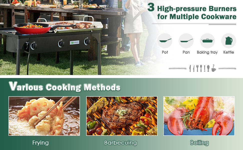 Outdoor Camping Stove Portable Propane 3 Burner Gas Cooker with CSA Regulator