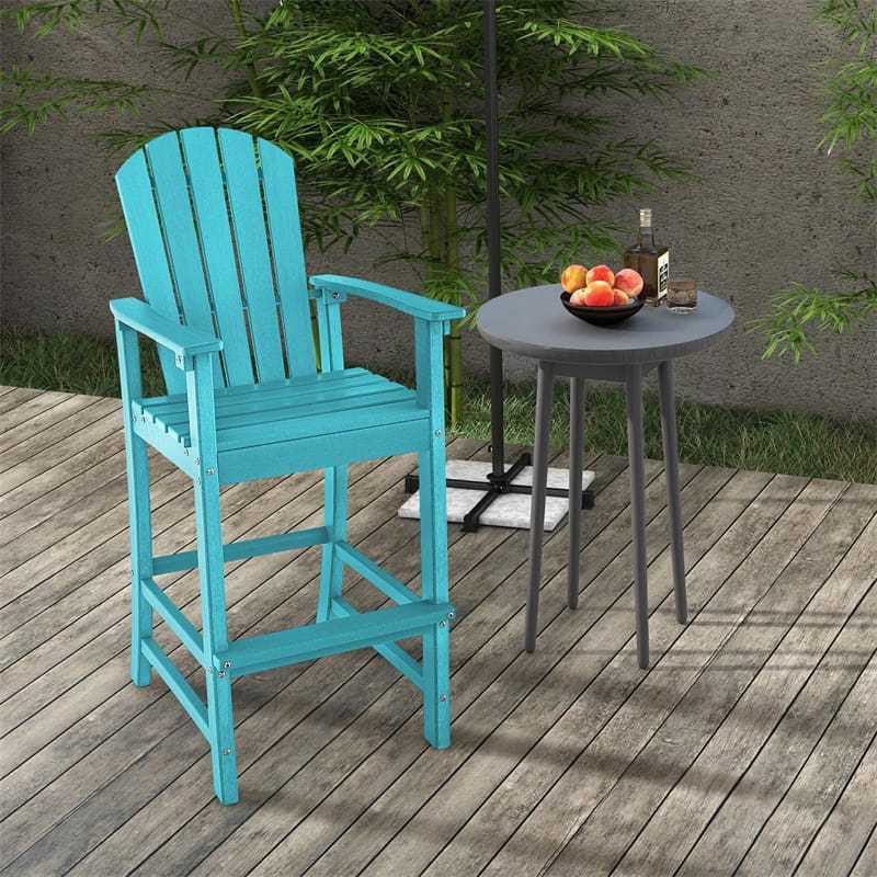 Outdoor HDPE Adirondack Bar Stools Set of 2, 30" Tall Adirondack Chairs with High Backrest & Footrest, 360LBS Capacity for Poolside, Patio