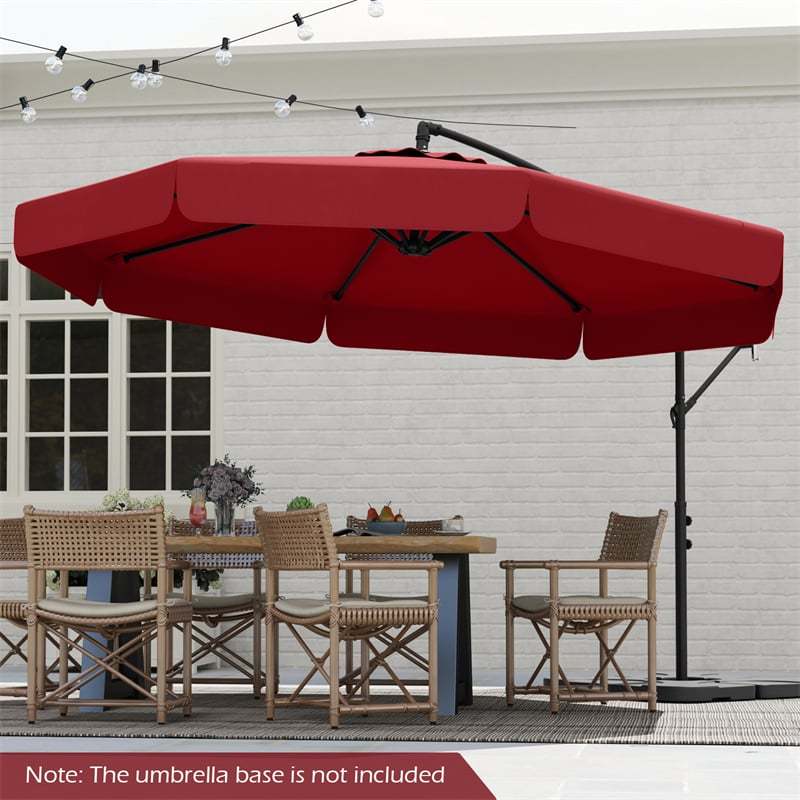 10FT Offset Cantilever Umbrella with Cover, Tilt Adjustment & Crank, 8-Rib Heavy-Duty Vented Ruffled Patio Umbrella for Poolside/Garden/Deck