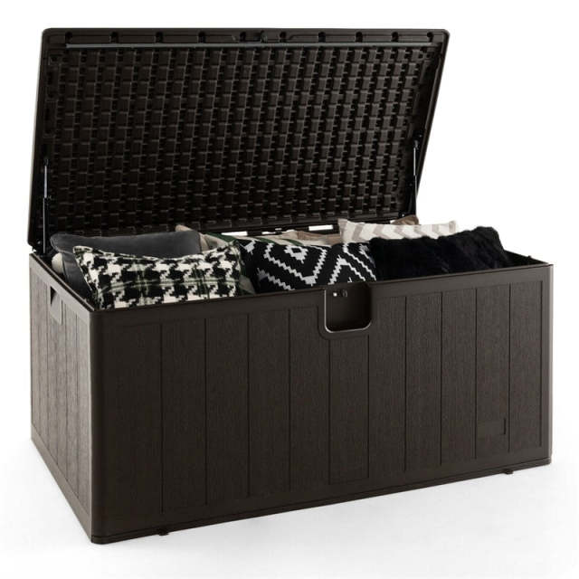 130 Gallon Deck Box All Weather Outdoor Storage Box Patio Container with Lockable Lid for Yard Garden