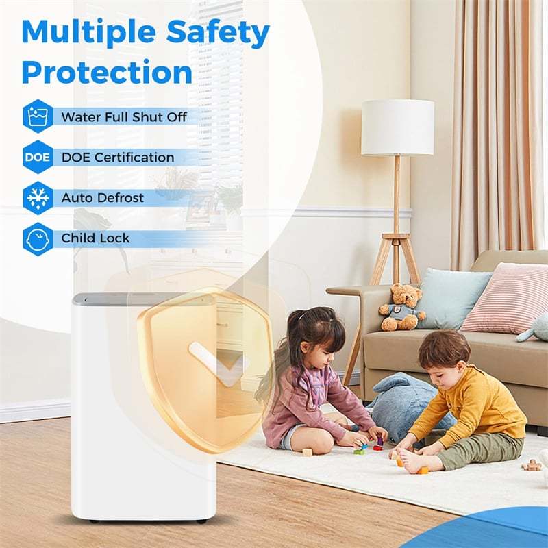 52 Pint Dehumidifier for Basement, 4500 Sq.Ft Portable Dehumidifier with Drain Hose, 24H Timer, Auto Defrost & Clothes Drying Mode for Bedroom Garage